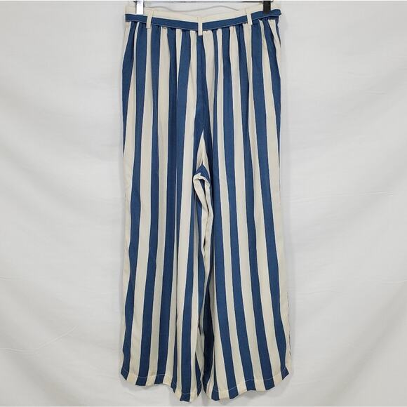 Rag Poets Belted Striped Wide Leg Cropped Women's Pants - Picture 2 of 3